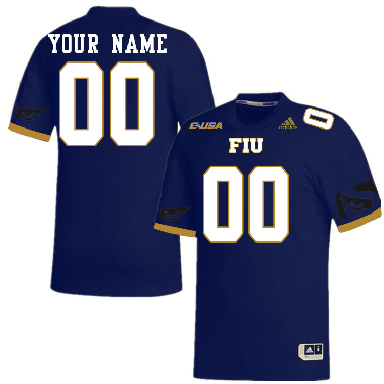 Custom FIU Panthers Name And Number Football Jersey-Navy